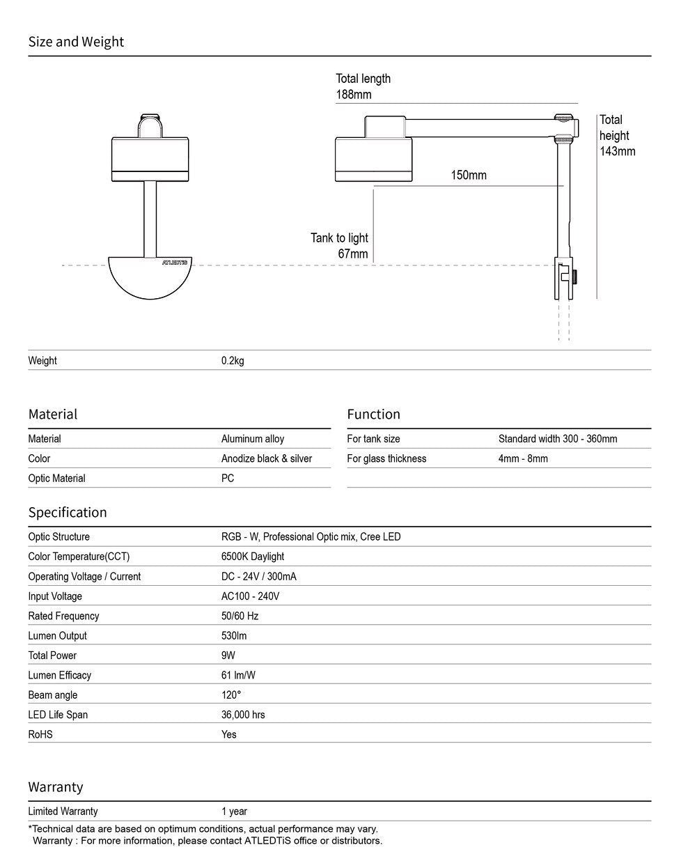 E6+ Aluminum Pendant LED Light - ATLEDTiS
