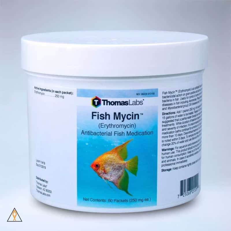 Fish Medication 12 x 250mg packets Fish Mycin Erythromycin Antibacterial Fish Medication - Thomas Labs